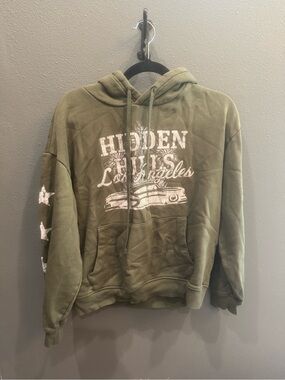 Hidden Hills Olive Green Graphic Hoodie